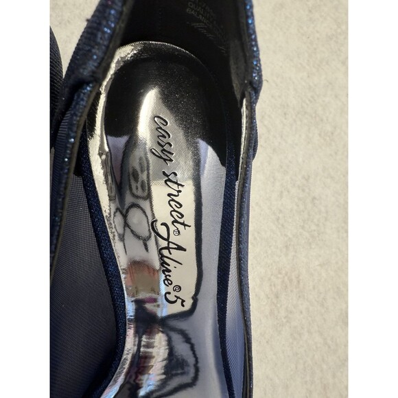 Easy Street Alive 5 Picaboo Sexy See-Thru Navy Glitter  Mesh Heels. Sz 7 1/2 New - Picture 11 of 13